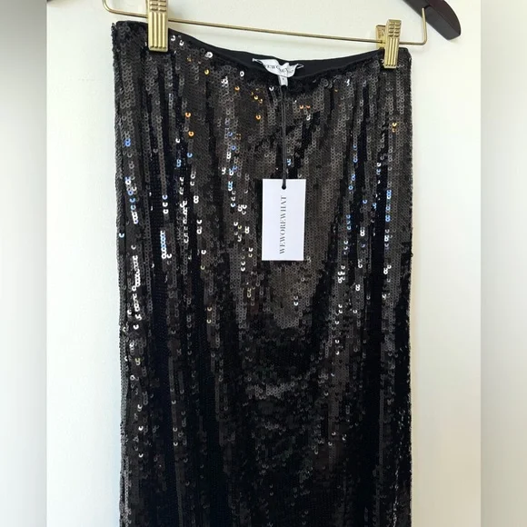WeWoreWhat New Years Eve Straight Sequin Skirt in Black - Picture 7 of 12